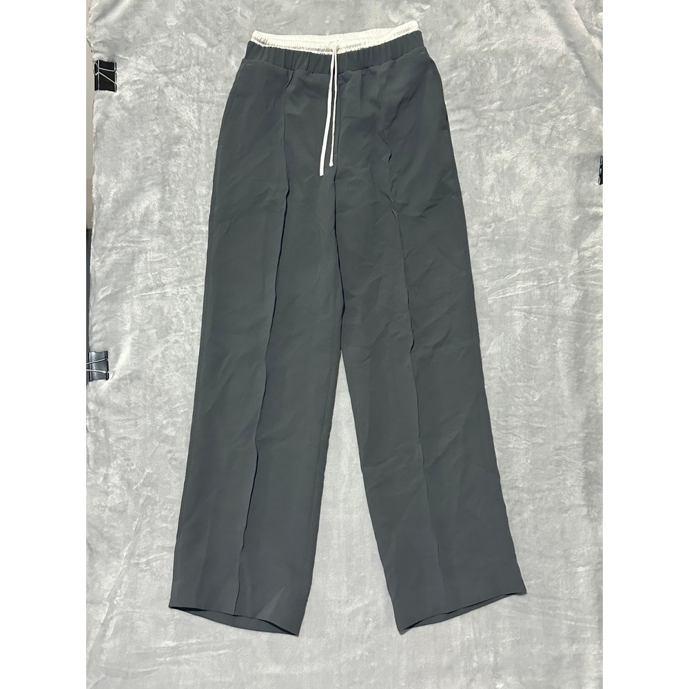 Wilfred Aritzia Charcoal Gray Wide Leg Drawstring Waist Pants Women's Size‎ 2XS